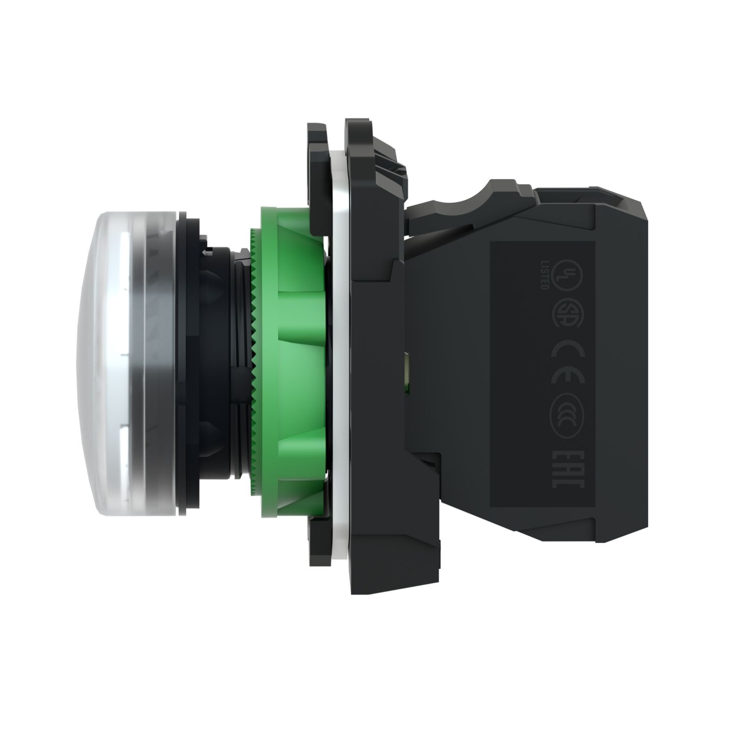 Picture of pilot light, Harmony XB5, grey plastic, white, 22mm, universal LED, plain lens, 110...120V AC