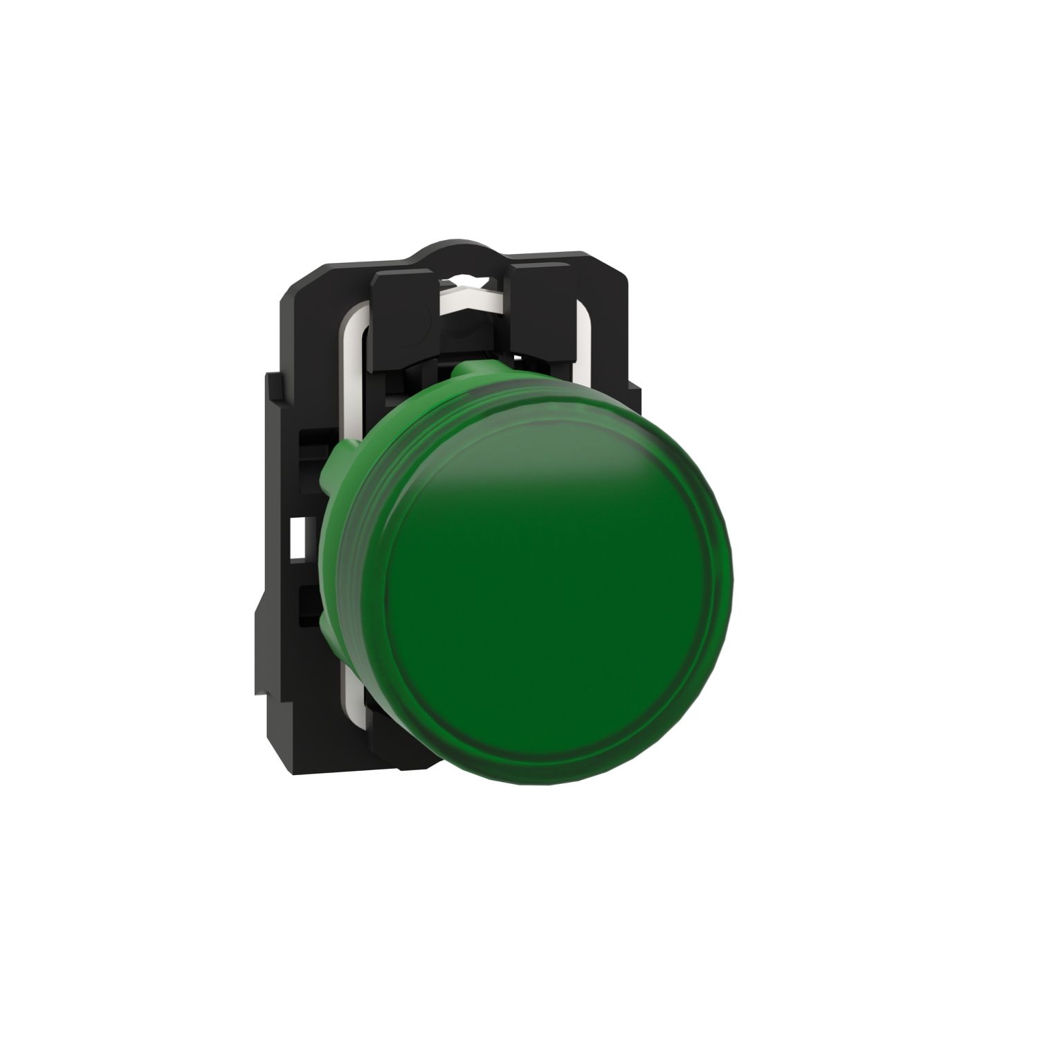 Picture of pilot light, Harmony XB5, grey plastic, green, 22mm, universal LED, plain lens, 110...120V AC