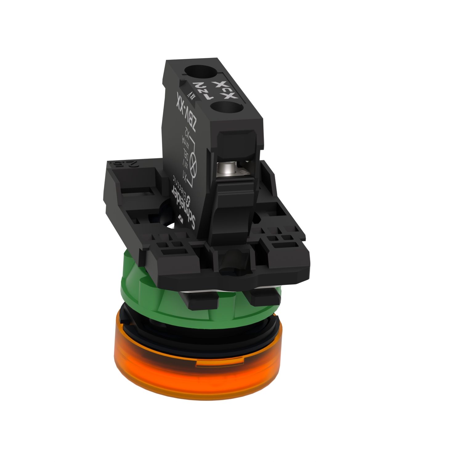 Picture of pilot light, Harmony XB5, grey plastic, orange, 22mm, universal LED, plain lens, 110...120V AC