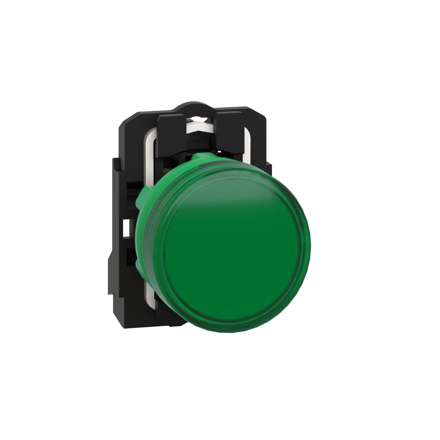 Picture of Pilot light, Harmony XB5, grey plastic, green, 22mm, universal LED, plain lens, 230...240V AC