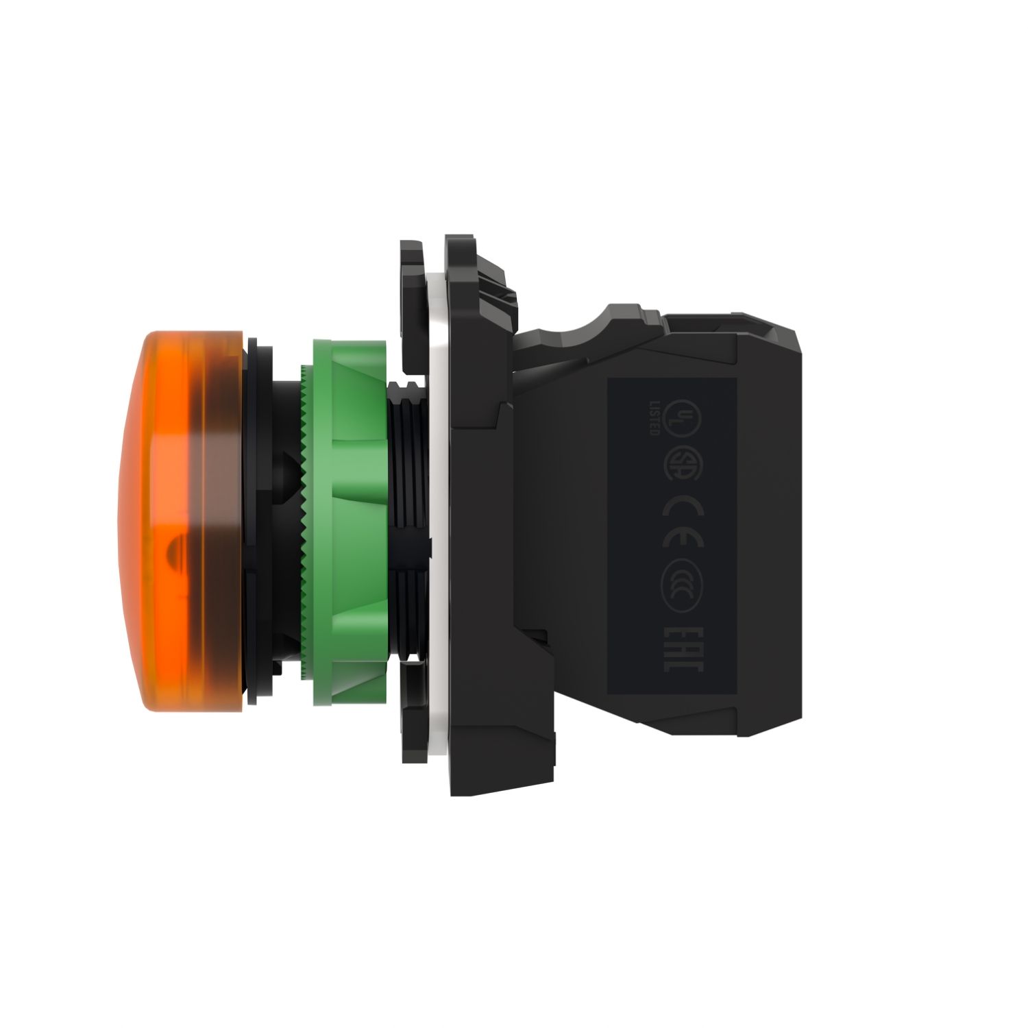 Picture of Pilot light, Harmony XB5, grey plastic, orange, 22mm, universal LED, plain lens, 230...240V AC