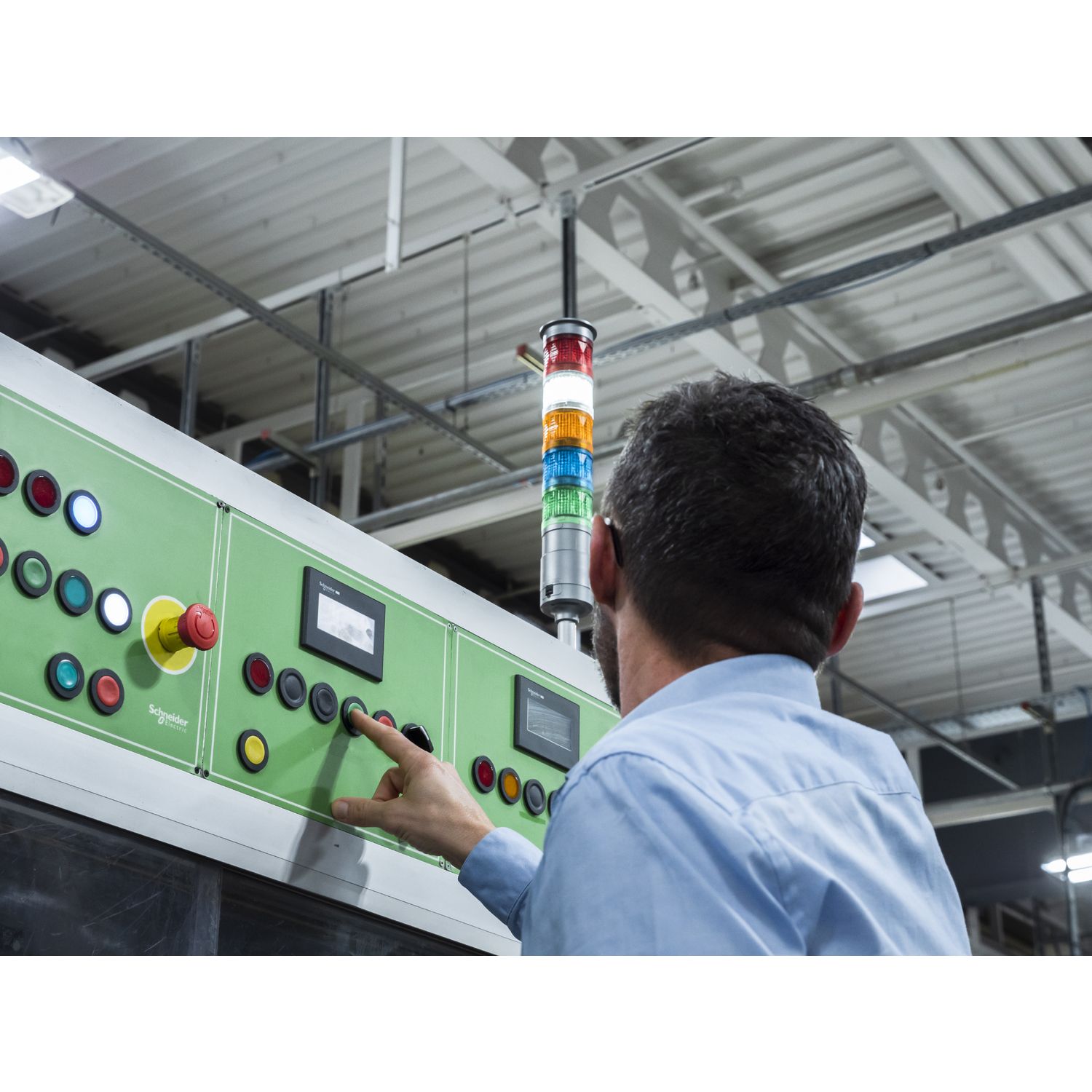 Picture of Monolithic pilot light, Harmony XB5, 3 phases Voltage, indicator with 3 LED, red, green, yellow, 400V AC