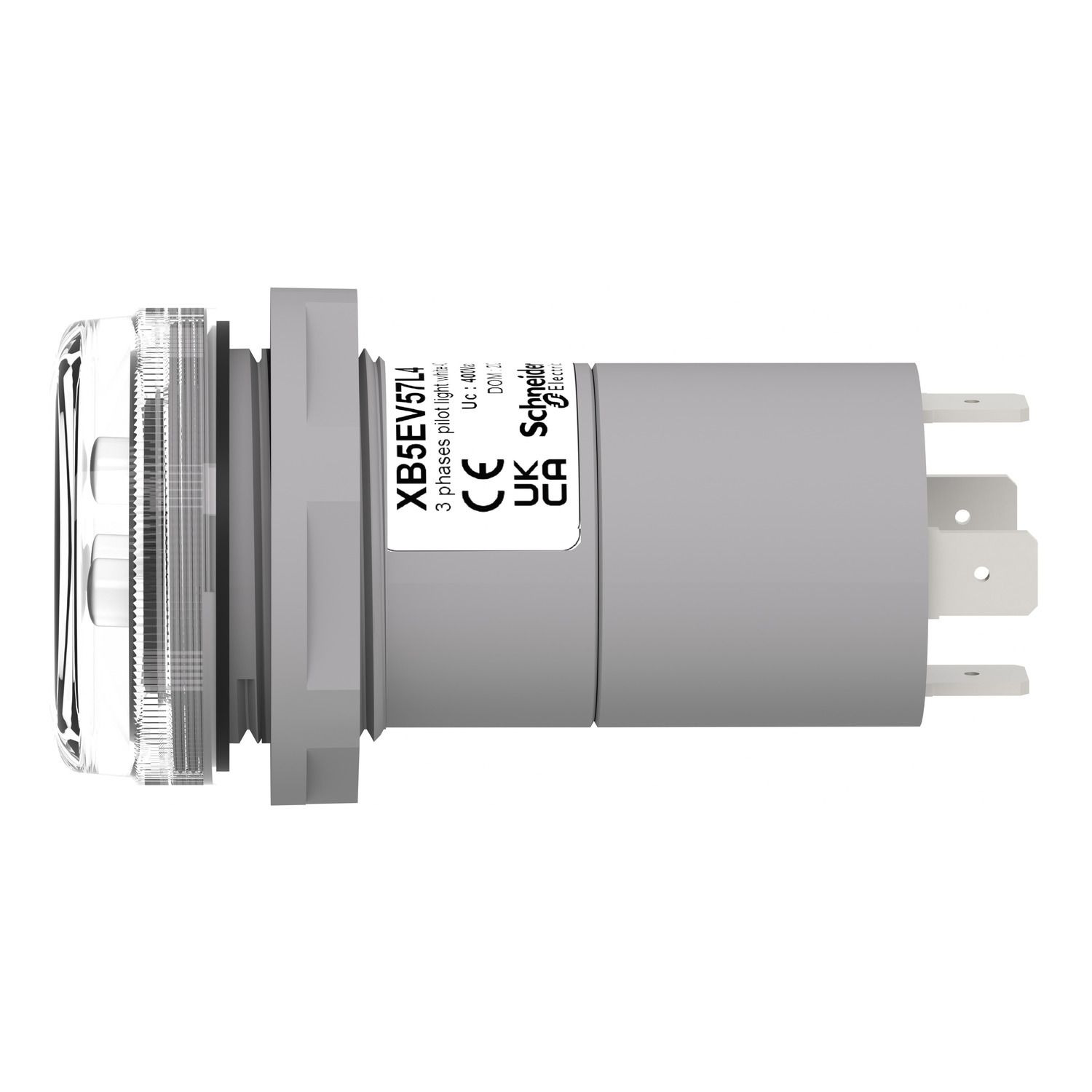 Picture of Monolithic pilot light, Harmony XB5, 3 phases Voltage, indicator with 3 LED, white, 400V AC