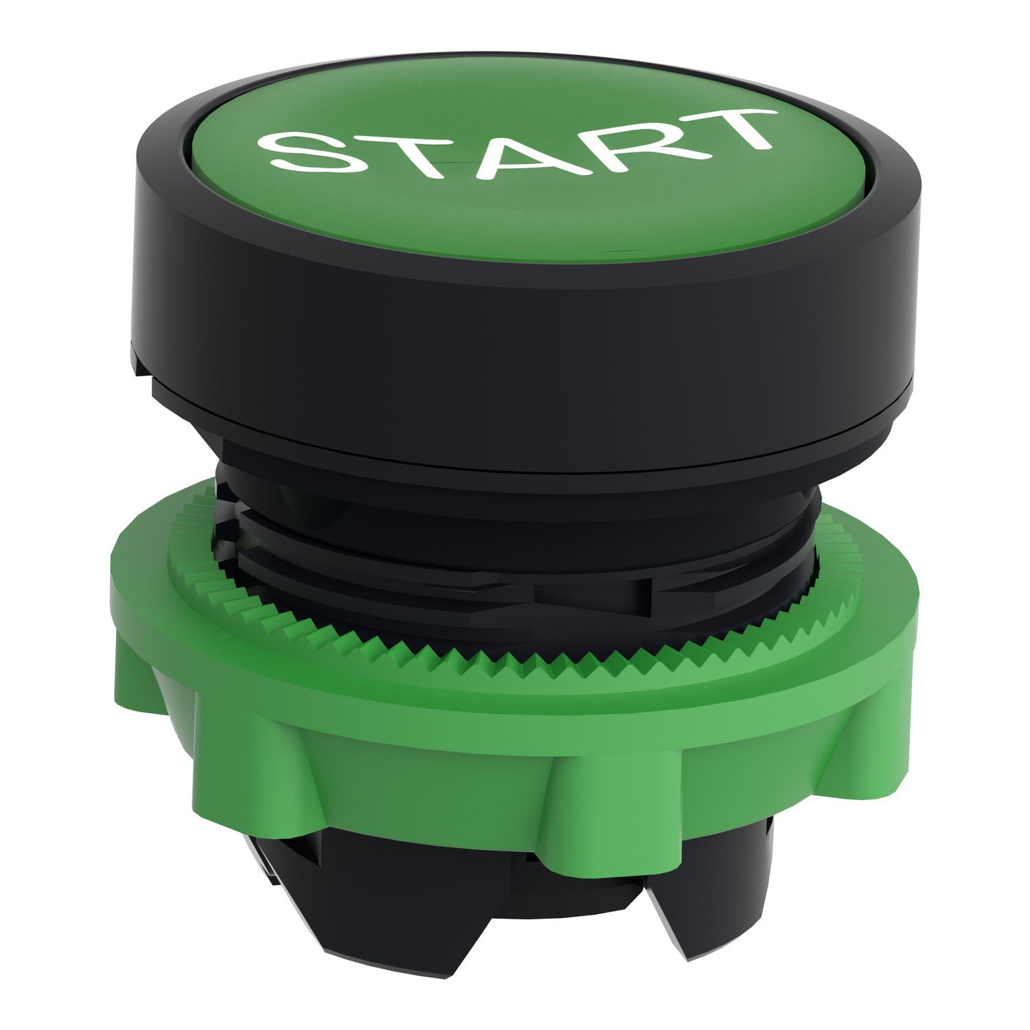 Picture of Push button head, Harmony XB5, plastic, flush, green, 22mm, spring return, marked START