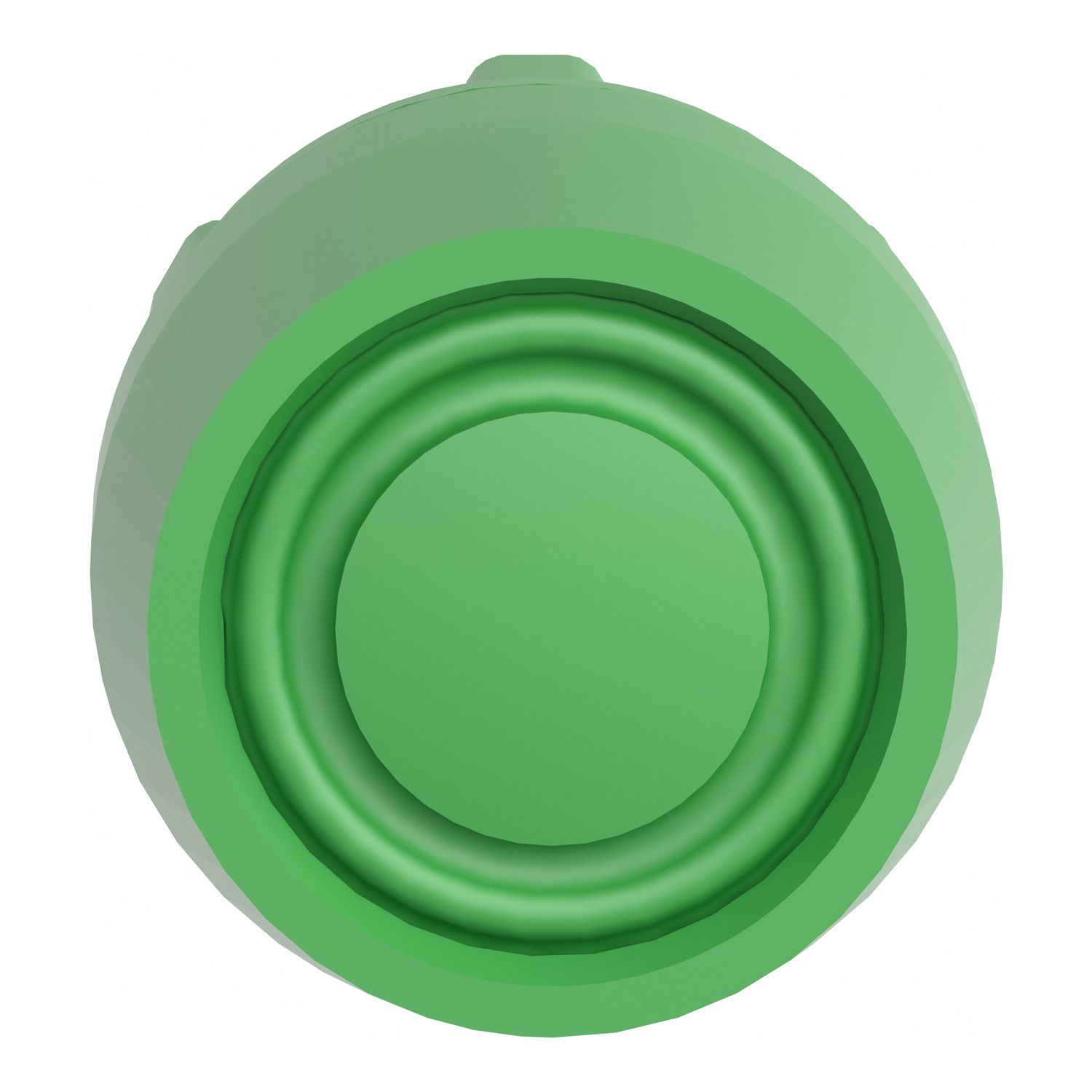 Picture of Push button head, Harmony XB5, plastic, flush, green, 22mm, spring return, coloured boot, unmarked