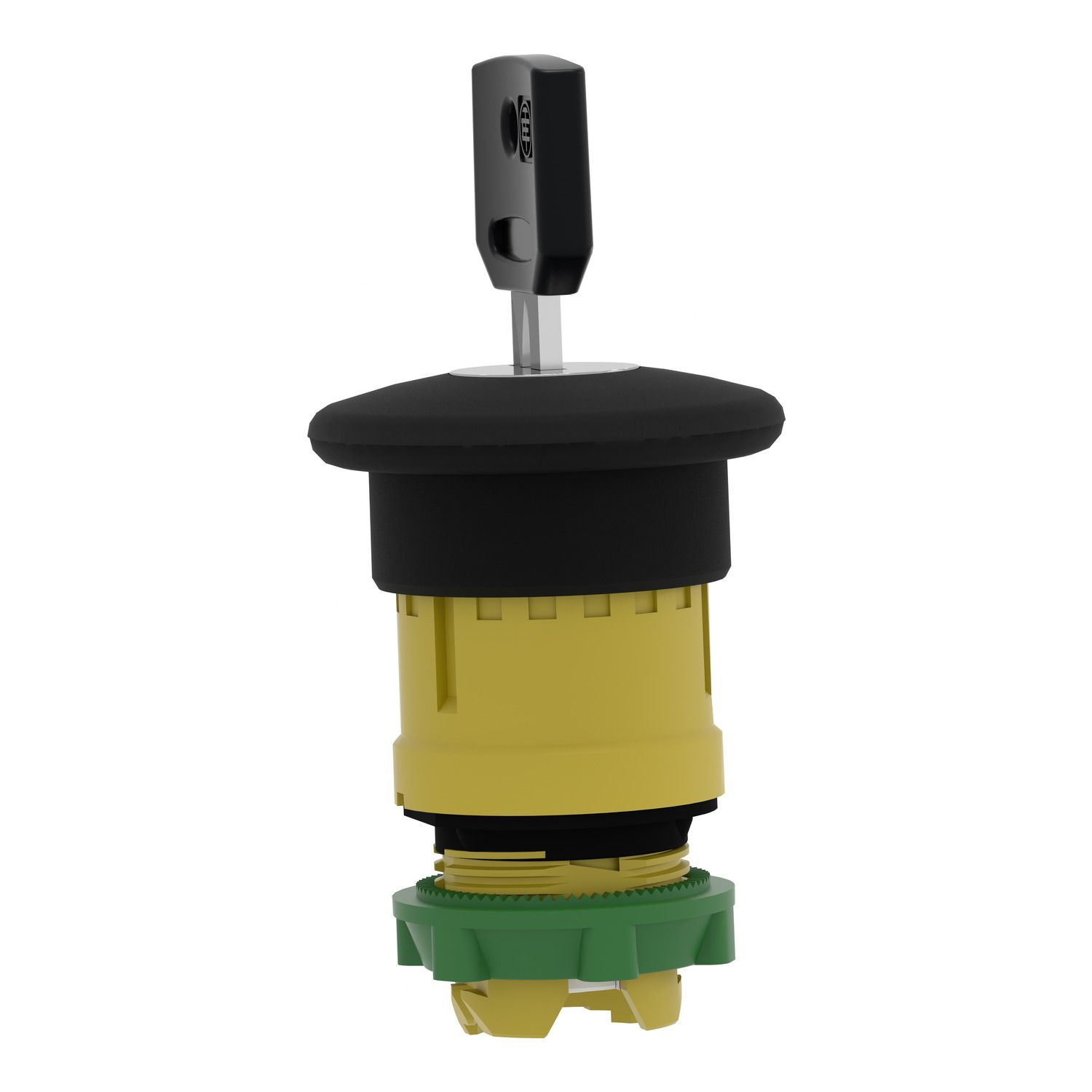 Picture of head for non illuminated push button, Harmony XB5, black, 40mm mushroom pushbutton, 22mm latching key release