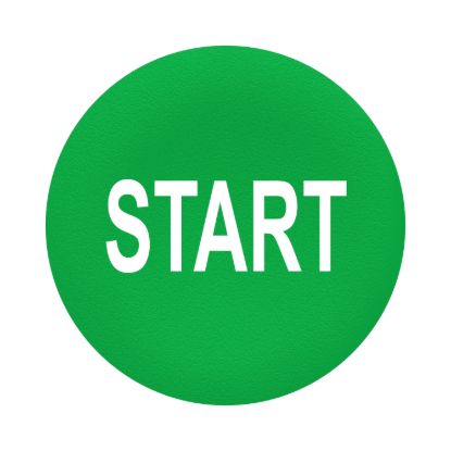 Picture of Cap for push button head, Harmony XB4, plastic, green, 22mm, white  marked START