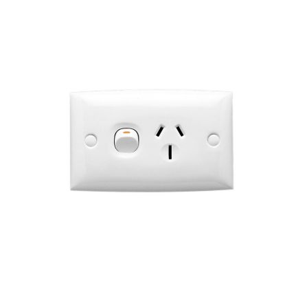 Picture of Single Switch Socket Outlet, Standard Series, 250V, 15A, Standard Size, 1 Pole, Safety Shutter