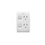 Picture of Twin Switch Socket Outlet, Standard Series, 250V, 10A, Standard Size, Vertical, Two Piece Base