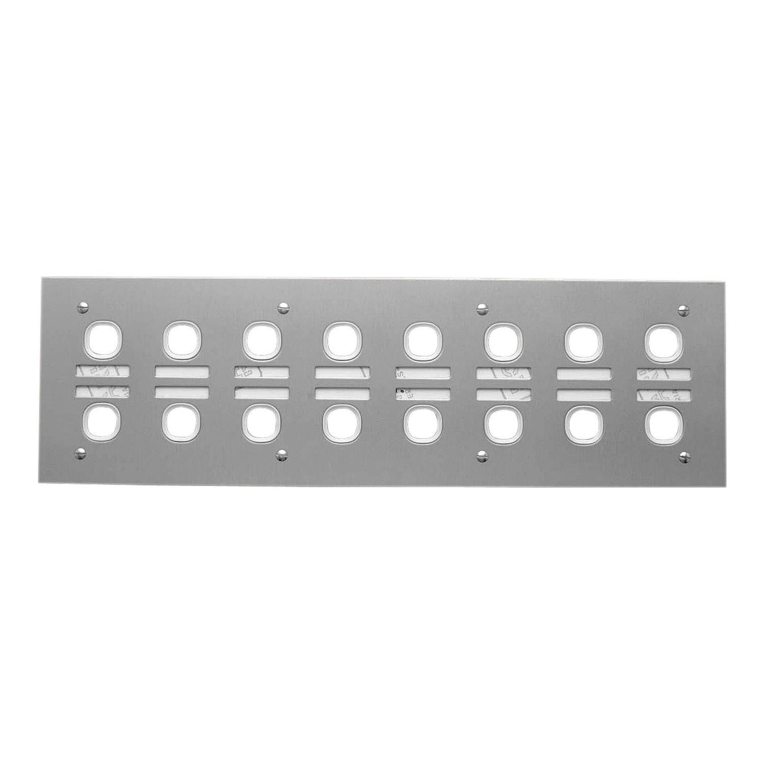 Picture of Labelled Switch Plate, Metal Plate Series, 16 Gang, Stainless Steel, 2 Rows of 8