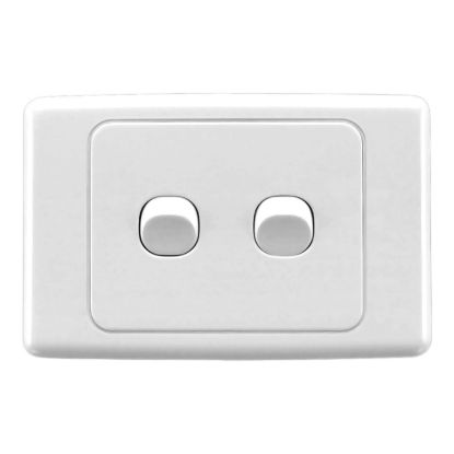 Picture of Flush Switch, 2000 Series, 2 Gang, 1 Pole, 250VAC, 10A, Standard, Horizontal
