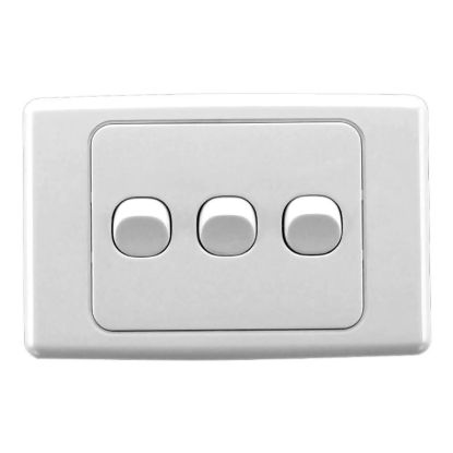 Picture of Flush Switch, 2000 Series, 3 Gang, 250VAC, 10A, Standard, Horizontal