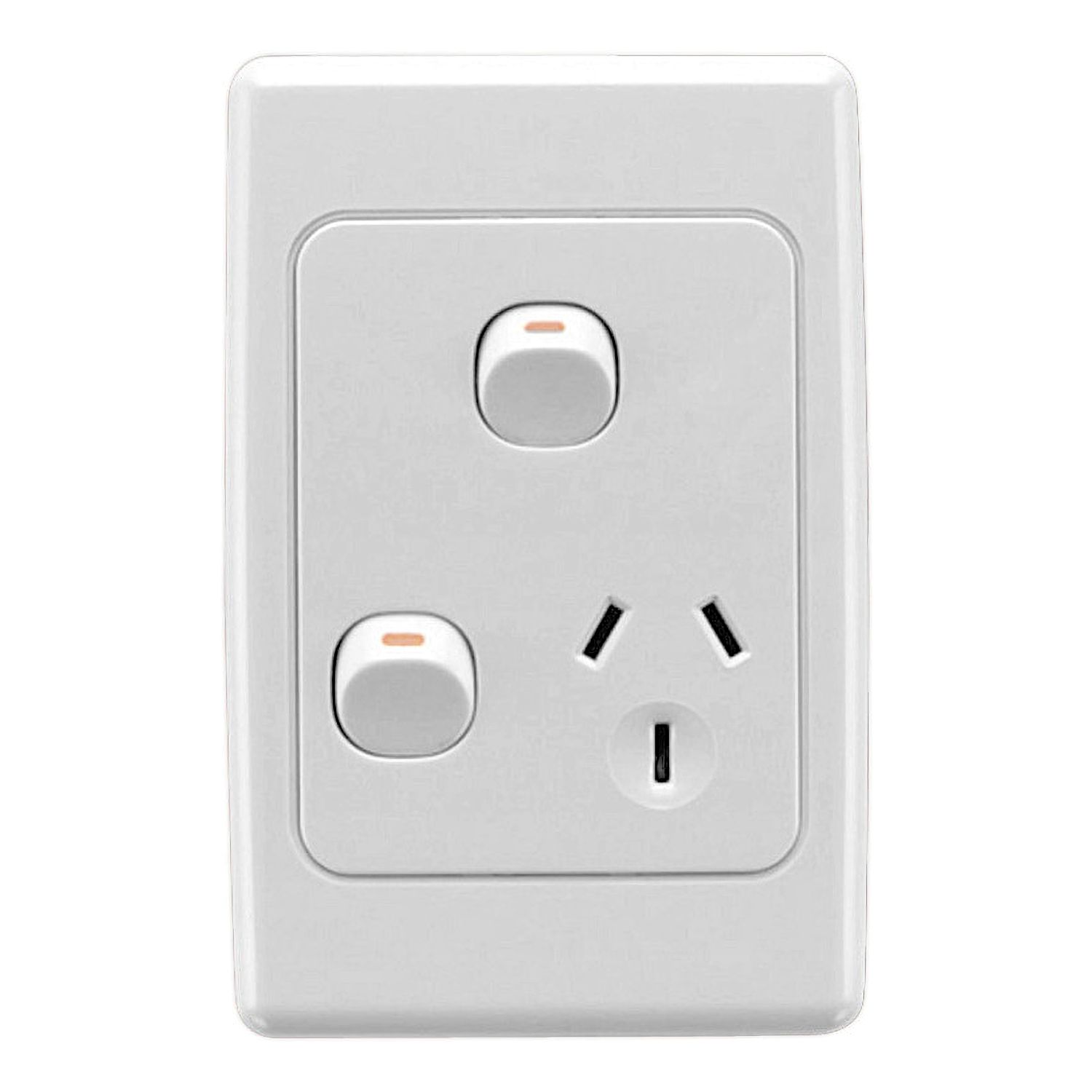 Picture of Switched Socket Outlet, 2000 Series, Single, 250V, 10A, Vertical, Removable Extra Switch