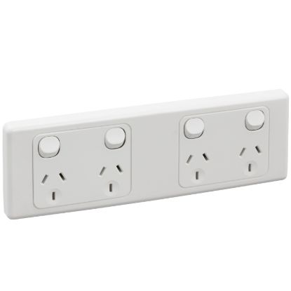 Picture of Quad Switch Socket Outlet, 2000 Series, 2 Gang, Grid Plate and Surround