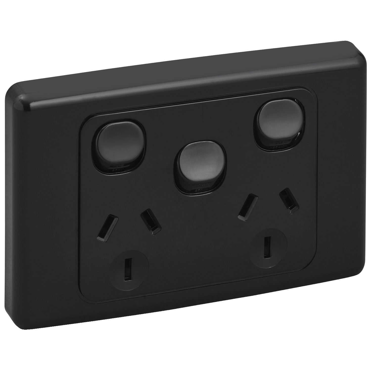 Picture of Twin Switch Socket Outlet, 2000 Series, 250V, 10A, Removable Extra Switch