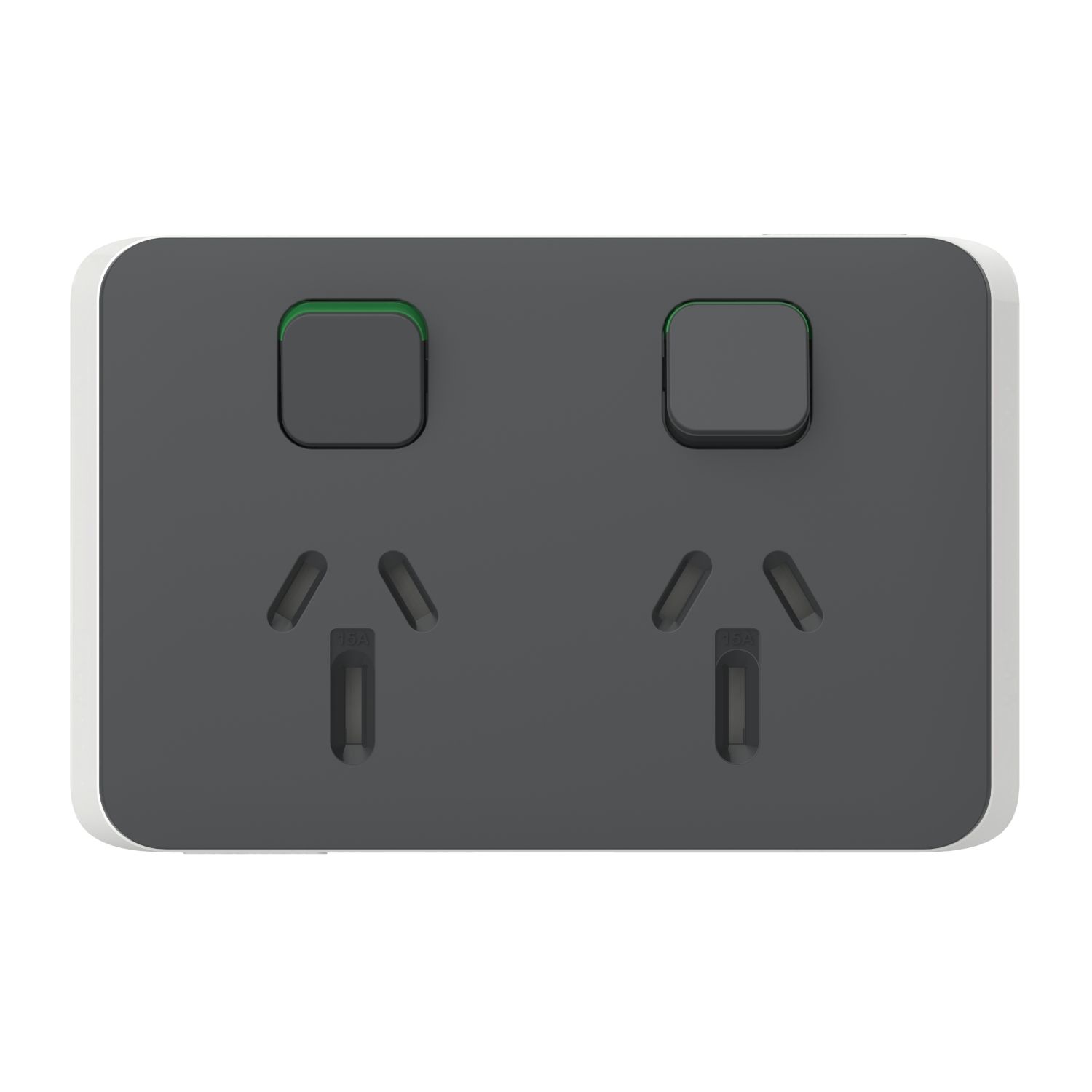 Picture of Double Power Point Skin, Clipsal Iconic, Horizontal Mount, 15A, 250V, Clip-On