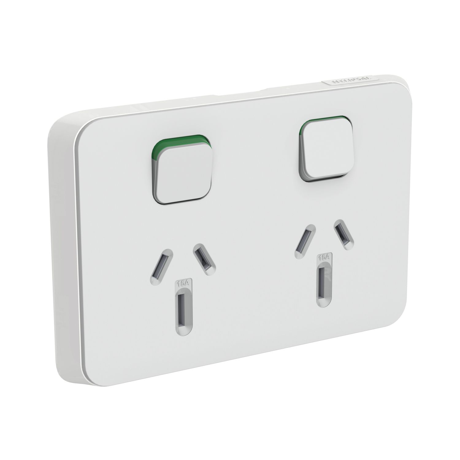 Picture of Double Power Point Skin, Clipsal Iconic, Horizontal Mount, 15A, 250V, Clip-On