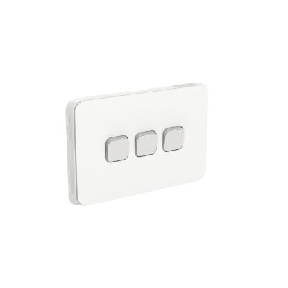 Picture of Flush Switch, Clipsal Iconic, Horizontal Mount, 3 Gang, 1-Way/2-Way, 230/240V 10AX