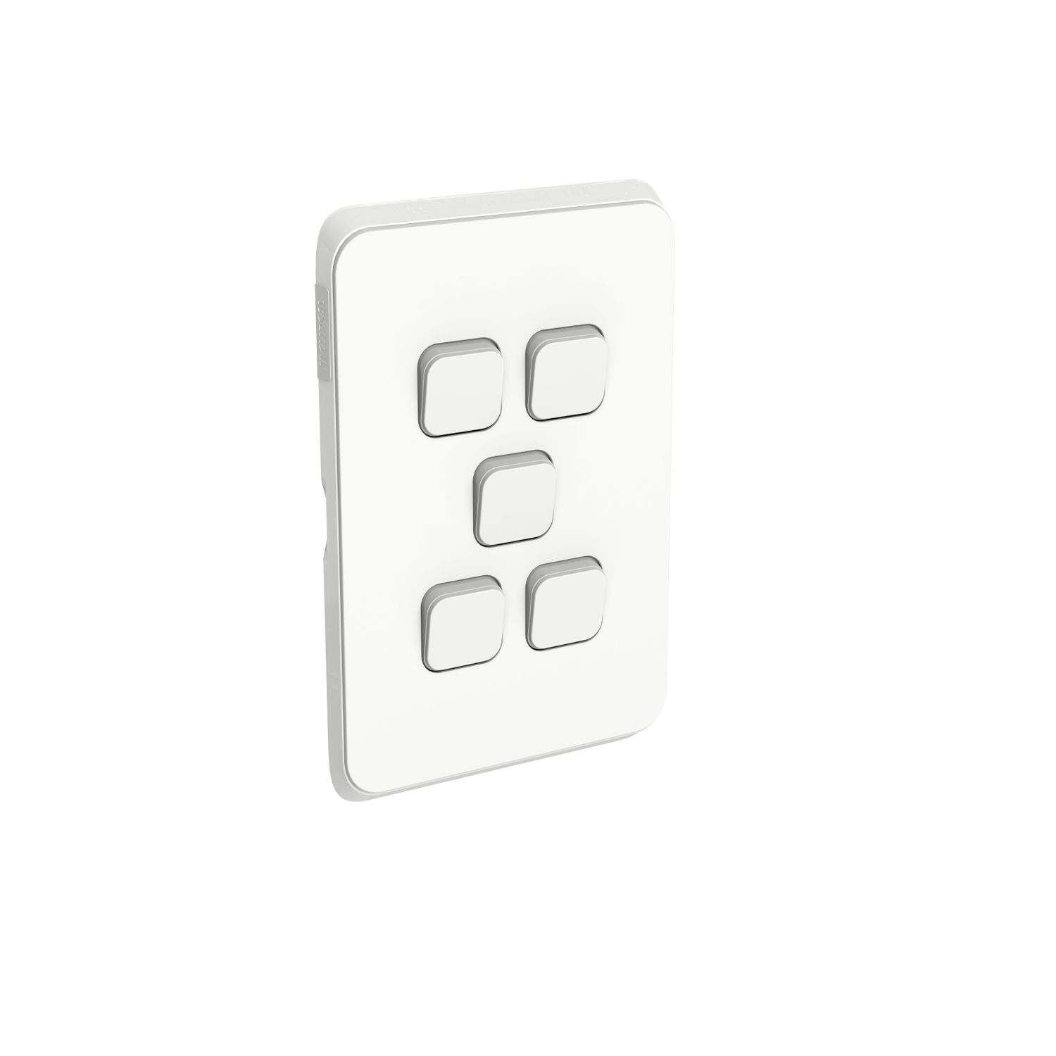 Picture of Flush Switch, Clipsal Iconic, Vertical Mount, 5 Gang, 230/240V, 10Ax1-Way/2-Way