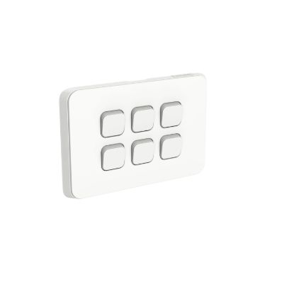 Picture of Flush Switch, Clipsal Iconic, Horizontal Mount, 6 Gang, 1-Way/2-Way, 230/240V 10AX