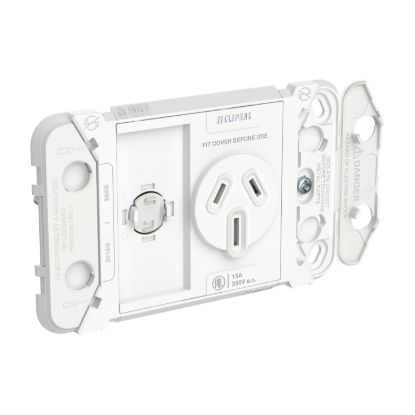 Picture of Single Switch Power Point Grid, Clipsal Iconic, Horizontal Mount, 250V, 15A