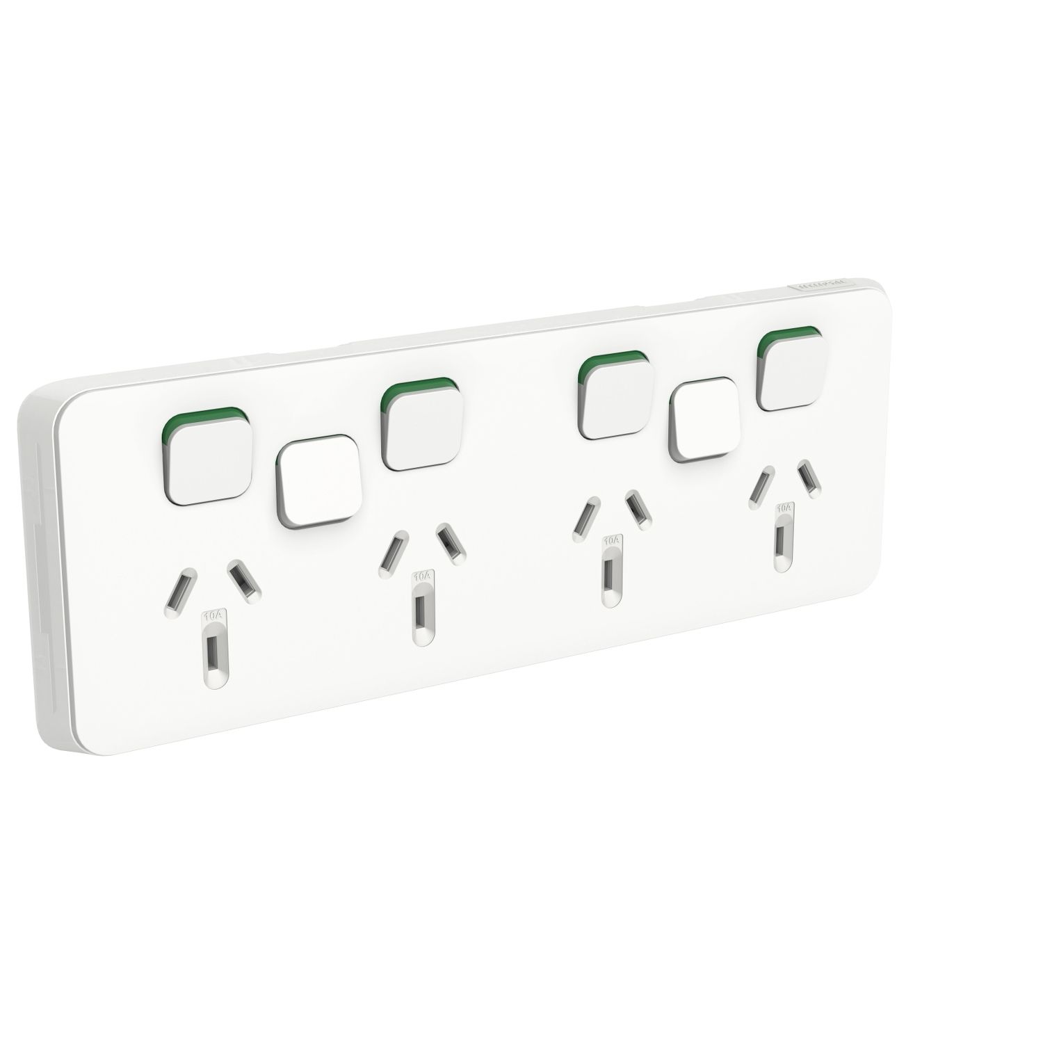Picture of Quad Switch Power Point with 2 extra switches, Clipsal Iconic, Horizontal Mount, 250V, 10A, Less Mechanisms