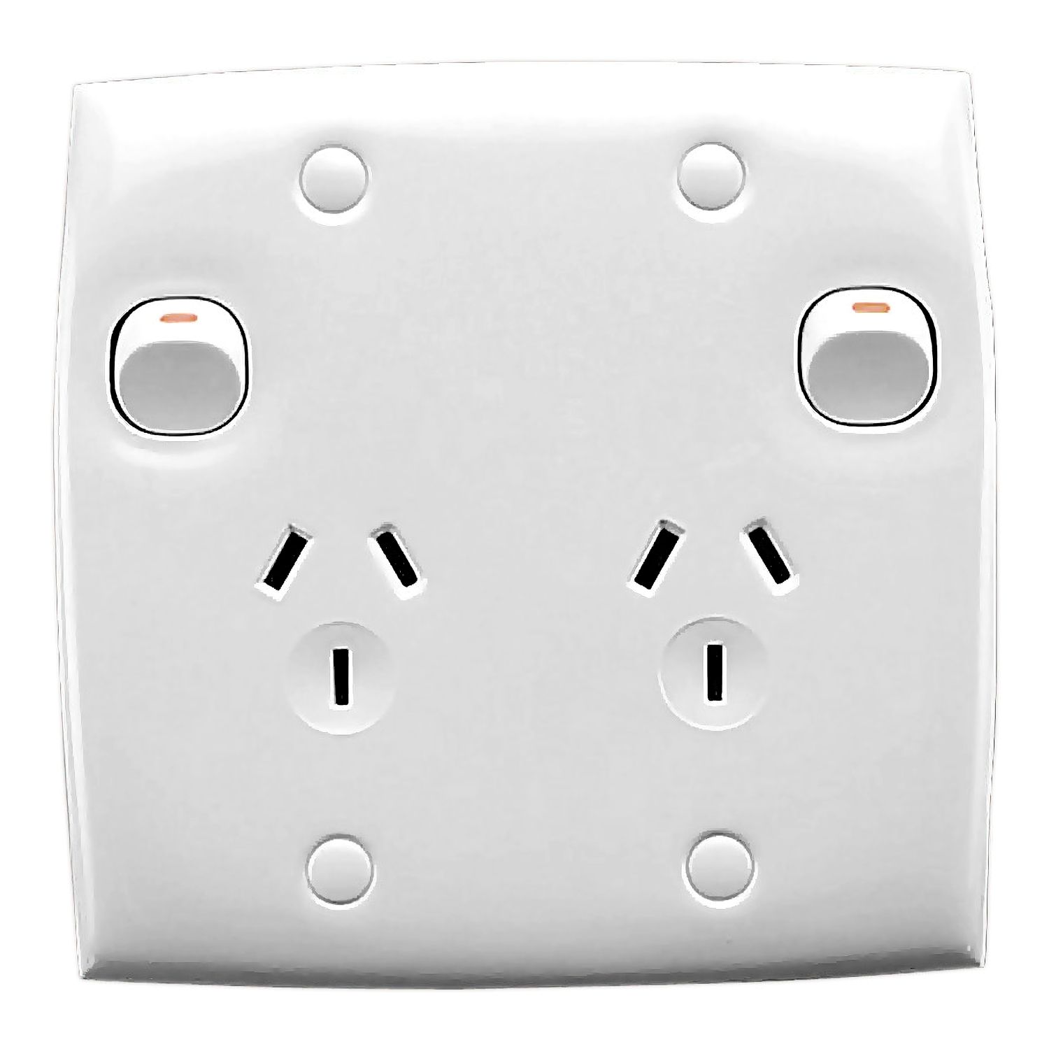 Picture of Twin Switch Socket Outlet, Standard Series, 250V, 10A, Large Size, Vertical, Two Piece Base