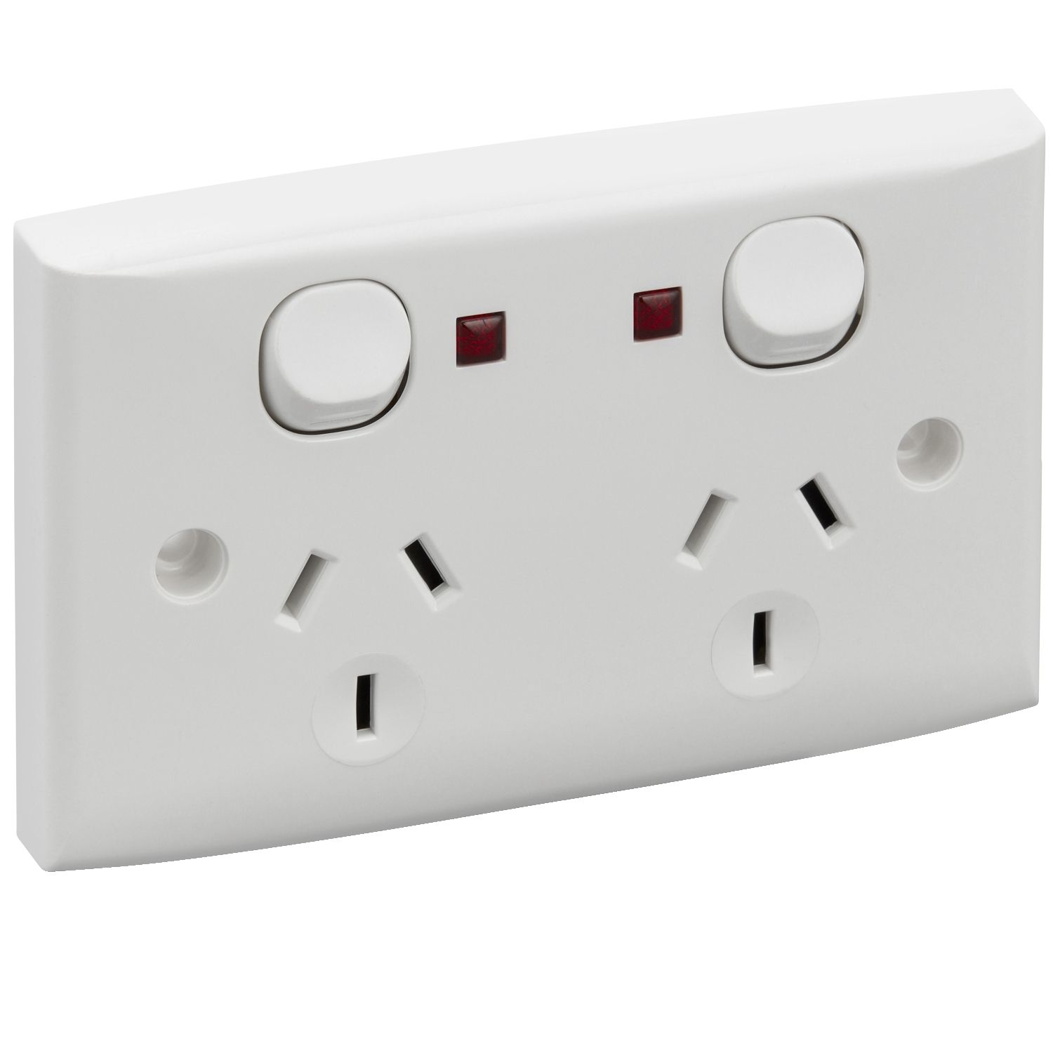 Picture of Twin Switch Socket Outlet, Standard Series, 250V, 10A, Standard Size, Indicator