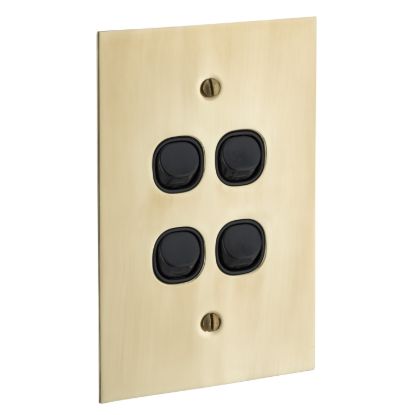 Picture of Flush Switch, Metal Plate Series, 4 Gang, 250VAC, 10A, Range, BBSL Style, Standard, Vert