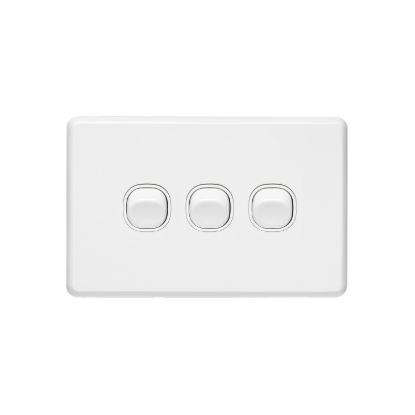 Picture of Flush Switch, Classic C2000 Series, 3 Gang, 250VAC, 10A, Standard, Horizontal
