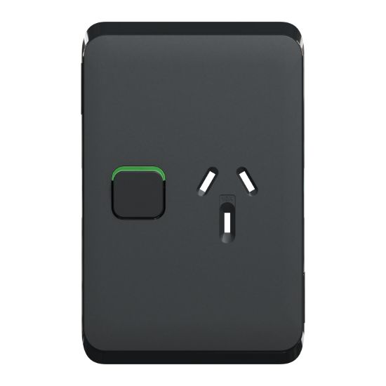 Picture of Single Power Point Skin, Clipsal Iconic, Vertical Mount, 250V, 10A, Clip-On