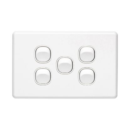 Picture of Flush Switch, Classic C2000 Series, 5 Gang, 250VAC, 10A, Standard, Horizontal