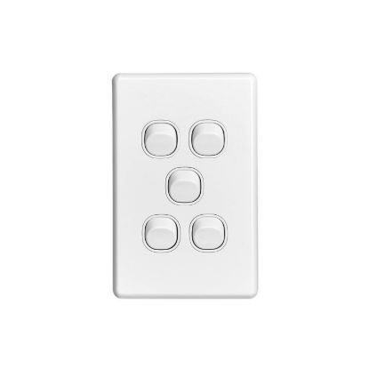 Picture of Flush Switch, Classic C2000 Series, 5 Gang, 250VAC, 10A, Standard, Vertical