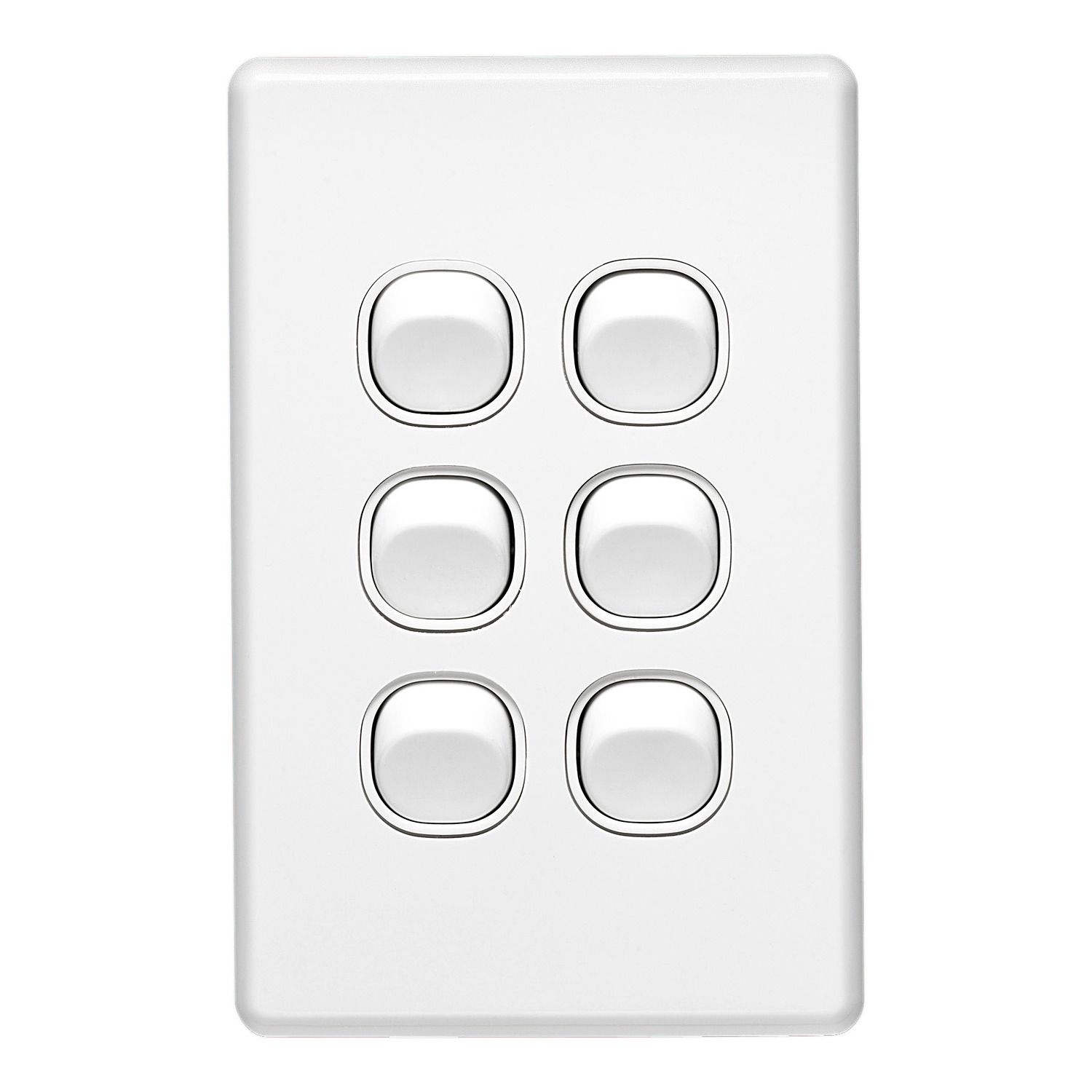 Picture of Flush Switch, Classic C2000 Series, 6 Gang, 250VAC, 10A, Standard, Vertical