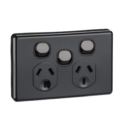 Picture of Switched Socket Outlet, Classic C2000 Series, Twin, 250V, 10A, Removable Extra Switch