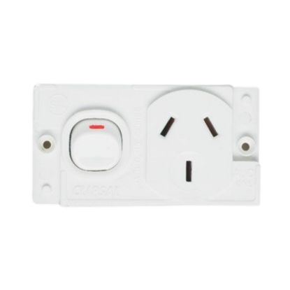 Picture of Single Switched Socket Module, Medilec, "O" Style, 10A Double Pole , Horizontal