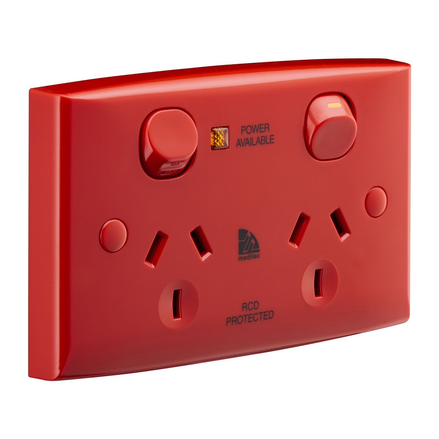 Picture of Twin Switch Socket Outlet, Medilec, 250V, 10A, Safety Shutter, Security Screw