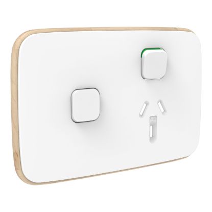 Picture of Essence Single Power Point Skin with 1 extra switch, Clipsal Iconic, Horizontal Mount, 250V, 10A, Clip-On