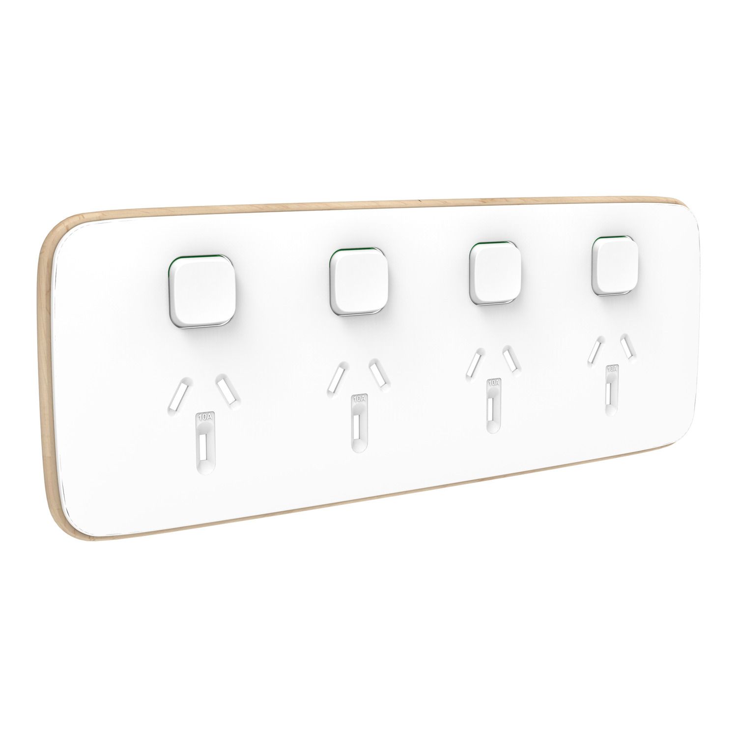 Picture of Essence Quad Power Point Skin, Clipsal Iconic, Horizontal Mount, Clip-On, 250V, 10A