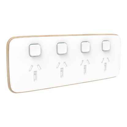 Picture of Essence Quad Power Point Skin, Clipsal Iconic, Horizontal Mount, Clip-On, 250V, 10A