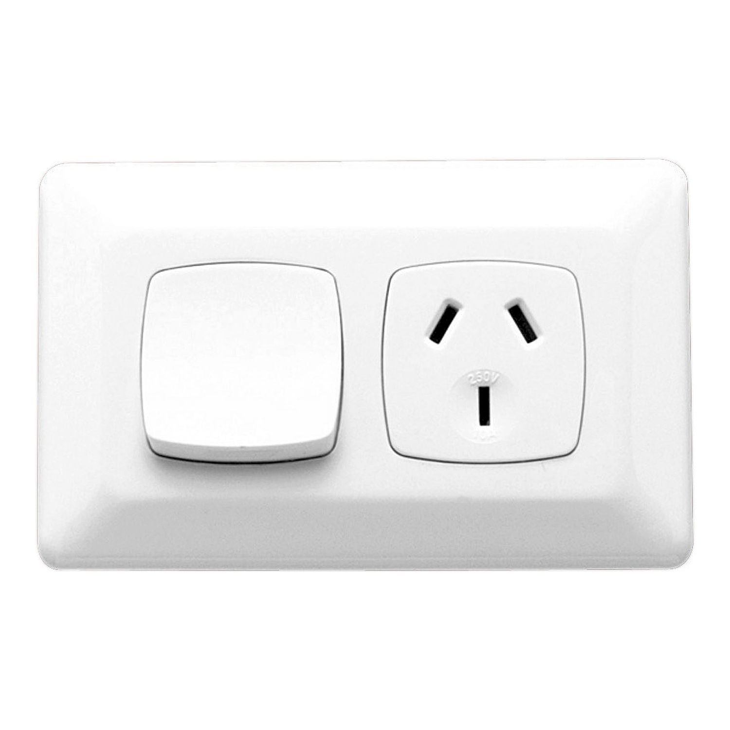 Picture of Single Switch Socket Outlet, Prestige Series, 250V, 10A, Horizontal, Standard Size