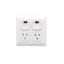 Picture of Twin Switch Socket Outlet 250V, Prestige Series, 10A, Vertical, Large Format Size, Neon