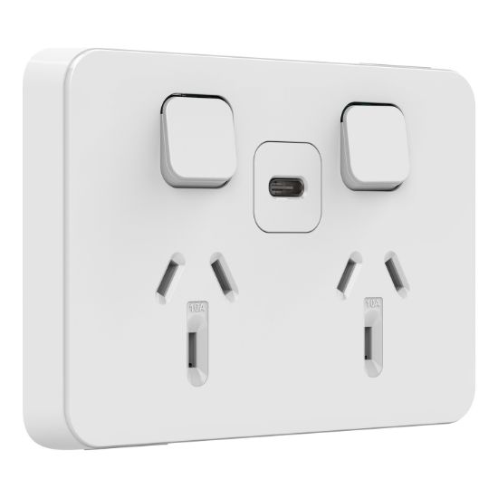 Picture of Twin Socket, Clipsal Iconic, USB Type C, Fast charger