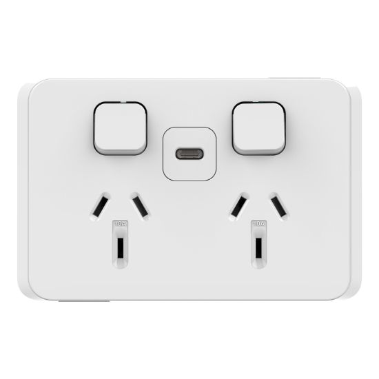 Picture of Twin Socket, Clipsal Iconic, USB Type C, Fast charger