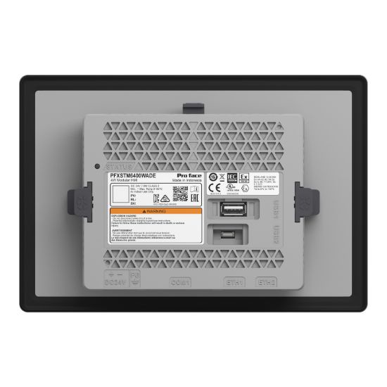 Picture of Basic touch panel modular terminal, Proface STM6000, GP-ProEX, 7"W display, 1 COM, 2 Ethernet, 24V DC
