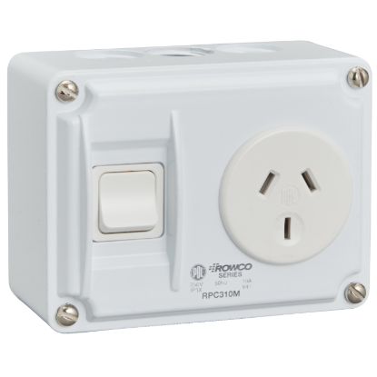 Picture of 1 Switch, Rowco, IP30, 250V, 10A, 3 Pins, 105 X 80 X 54mm