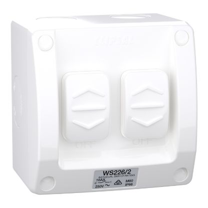 Picture of Switch, Weathershield, 2-Gang, 16AX, 250VAC, IP66