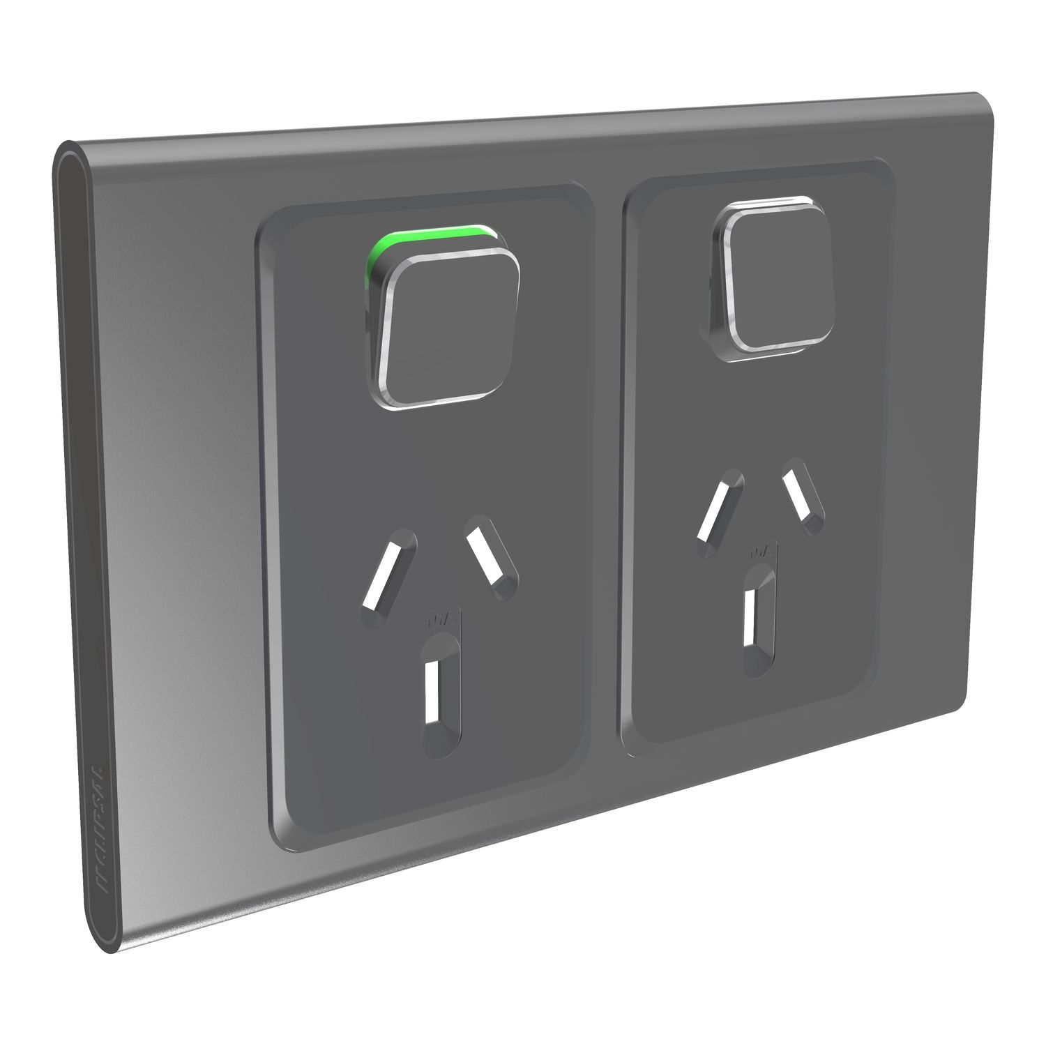 Picture of Styl Double Power Point Skin, Clipsal Iconic, Horizontal Mount, 250V, 10A