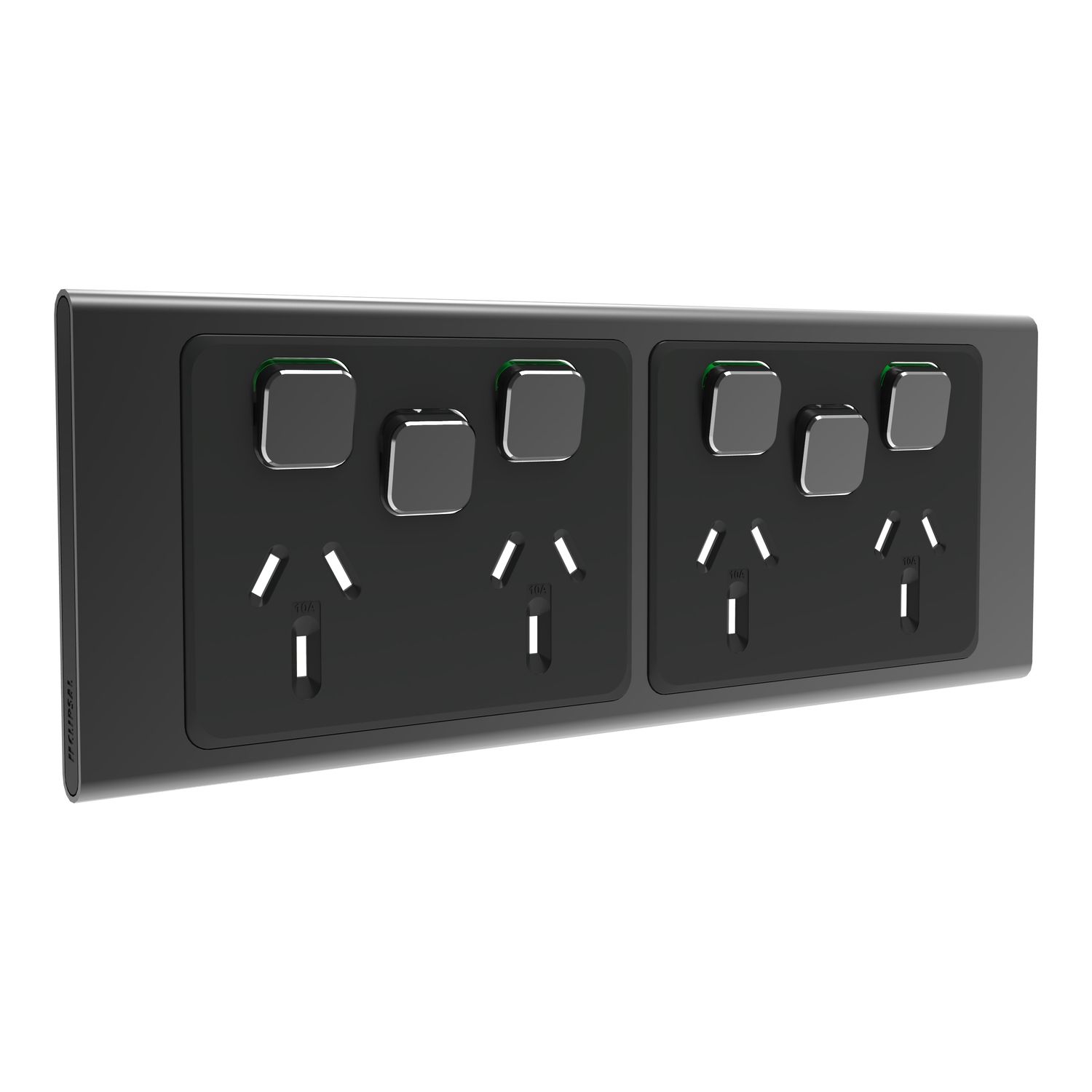 Picture of Styl Quad Power Point Skin with 2 extra switches, Clipsal Iconic, Horizontal Mount, 10A, 250V