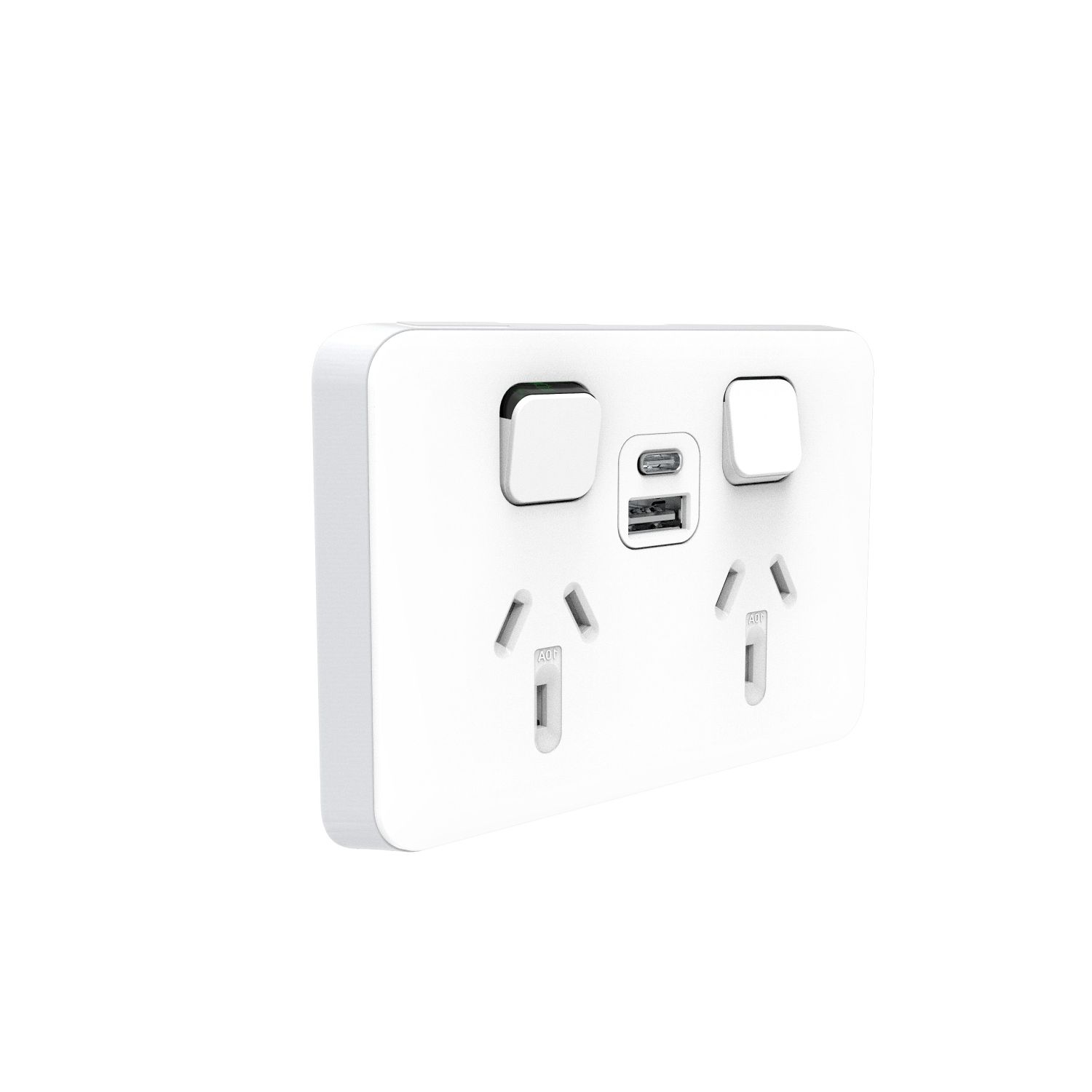 Picture of Switched Socket, Clipsal Iconic, 1xEx2 USB Charger A+C